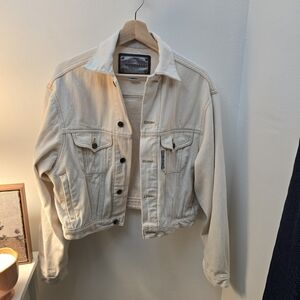 Vintage Limited Jeans Off-White Jean Jacket Size Medium 100% Cotton